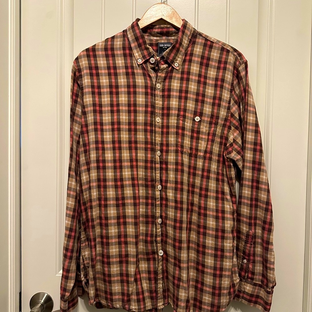 Todd Snyder Casual Button Down Shirt Brown and Pink